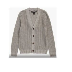 Nordstrom Kids' Everyday Cotton Blend Cardigan, Light Gray, 7/8